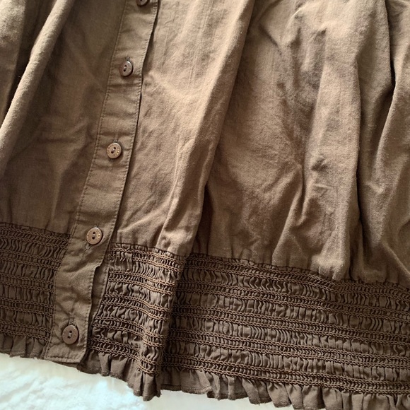 Liz & Co Brown Eyelet Peasant Top Sz XL - Picture 4 of 6